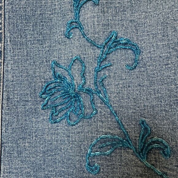 AMI Denim Skirt 6 Beaded Retro Boho Western Midi - Picture 4 of 5